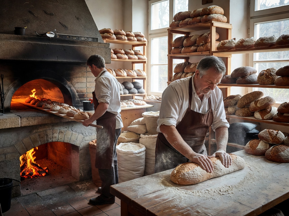 Frisch gebackenes Brot in der Bio-Bäckerei Ankerbrot