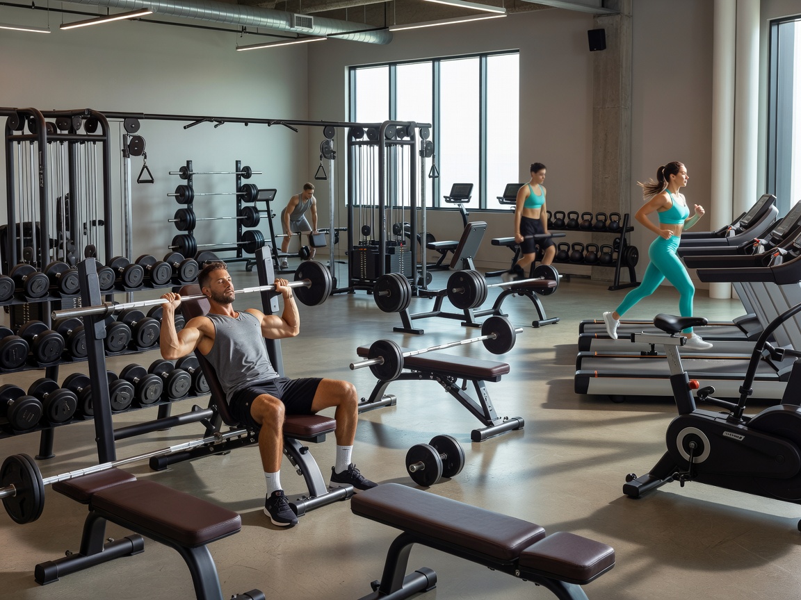 Fitnessstudio mit Trainingsgeräten